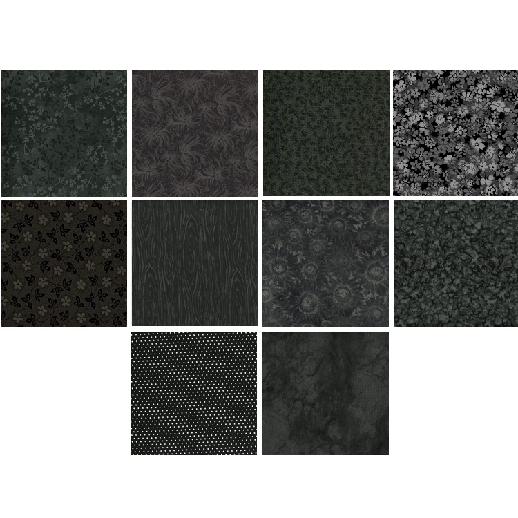 Charm Pack 5x5 Squares - Basic Colors Black Prints - 40 5