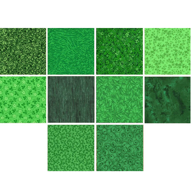 40 5 Quilting Fabric Squares Green Grass/Shades of Green/BUY IT NOW!!!