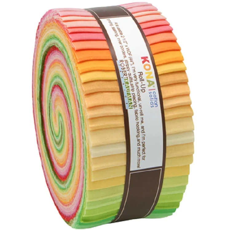 Robert Kaufman Kona Cotton Sunrise Palette Roll-up - 43 Strip Roll –