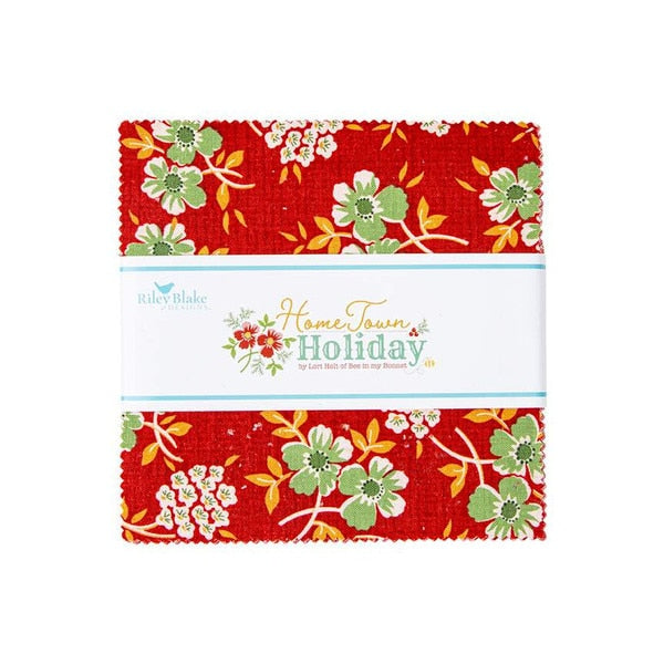 Charm Pack 5x5 Squares - Riley Blake Home Town Holiday 5-inch Stacker - 40 5" Squares