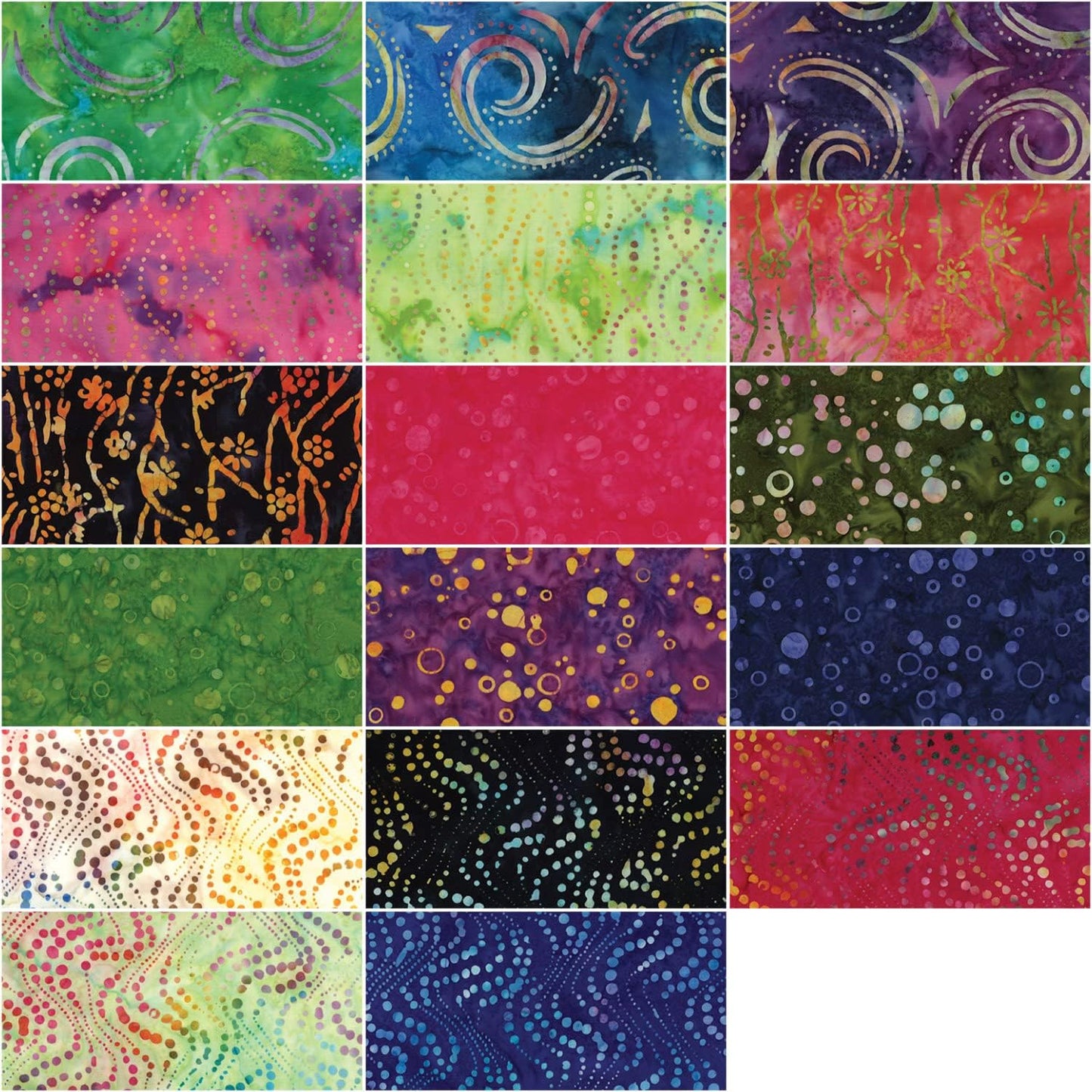 Benartex Bali Batik Celebration Batiks Strip-pies - 40 2.5" Strips