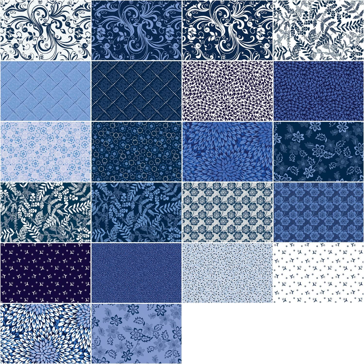 Charm Pack 5x5 Squares - Benartex Blue Rhapsody - 40 5