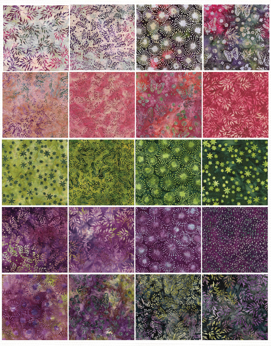 Island Batik - Butterfly Haven - 20 Fabrics, 40 Total Strips