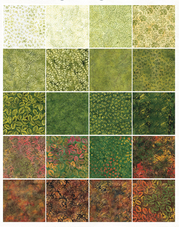 Island Batik - Earthly Greens - 20 Fabrics, 40 Total Strips