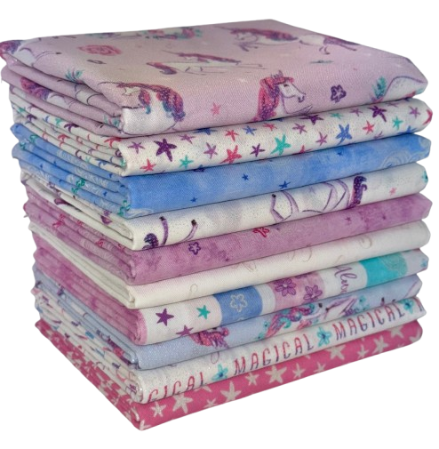 Benartex "Dreamers" (Unicorns) Half-Yard Bundle - 10 Fabrics, 5 Total Yards