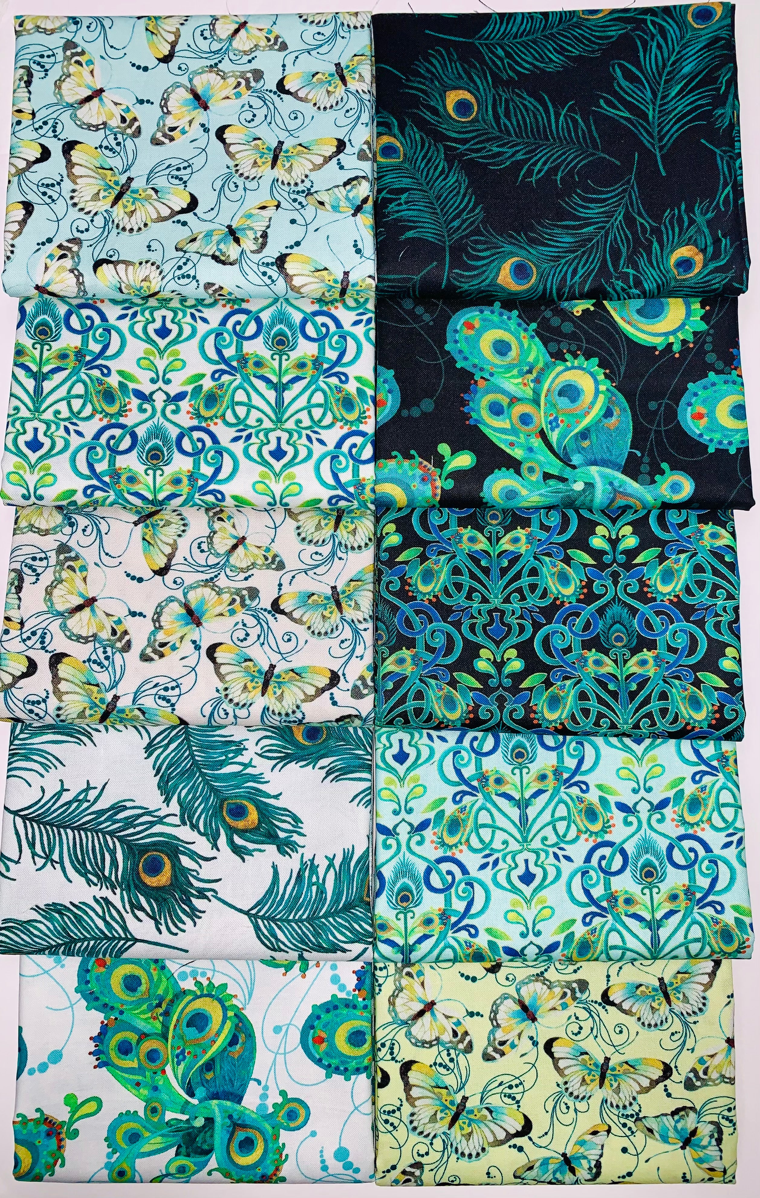 Benartex "Peacock Symphony" (Peacock) Half-Yard Bundle - 10 Fabrics, 5 ...