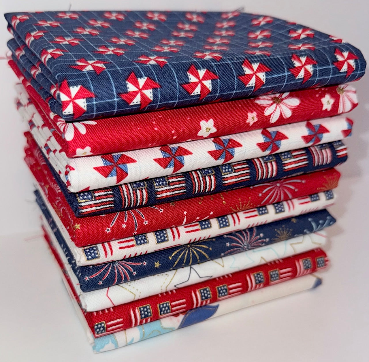 Riley Blake "Sweet Freedom" (Patriotic) Half-yard Bundle - 10 Fabrics, 5 Total Yards