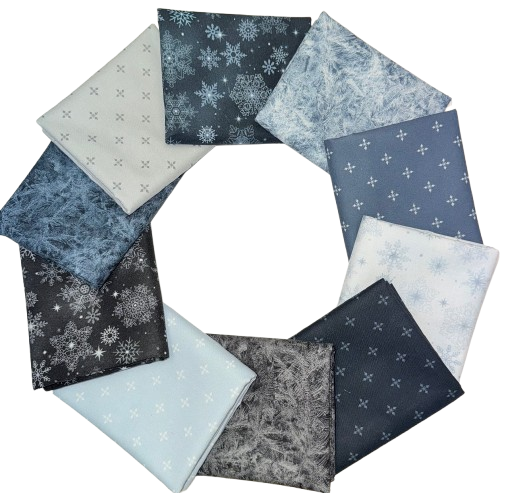 Marcus Fabrics "Bentley's Snowflakes" Half-yard Bundle - 10 Fabrics, 5 Total Yards