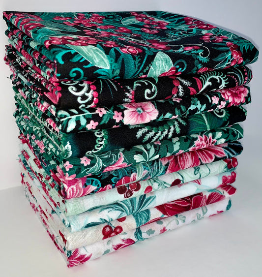 Benartex "Winterberry Floral" Half-Yard Bundle - 10 Fabrics, 5 Total Yards
