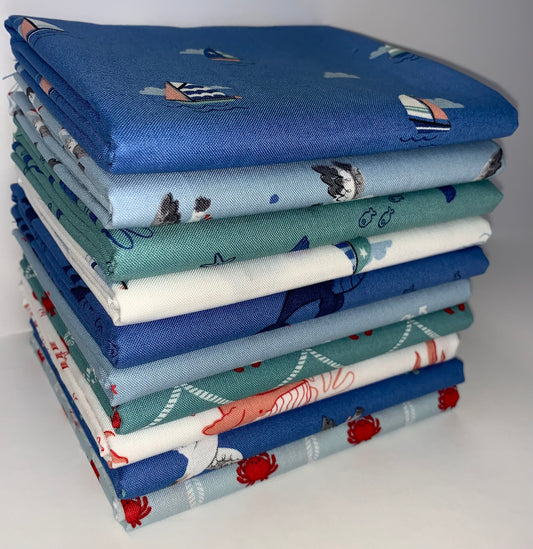 Riley Blake "Lost At Sea" Half-yard Bundle - 10 Fabrics, 5 Total Yards