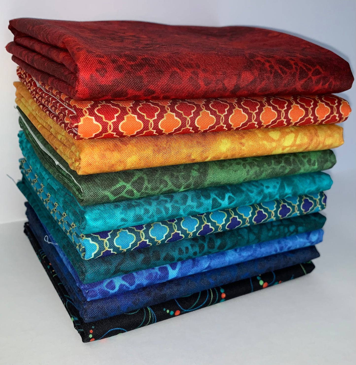 Benartex "Peacock Symphony" (Colors) Half-Yard Bundle - 10 Fabrics, 5 Total Yards