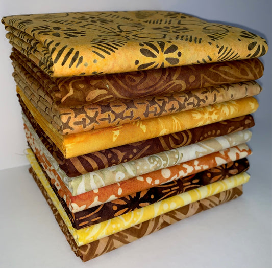 Anthology Batiks "Sun And Sand" Half-yard Bundle - 10 Fabrics, 5 Total Yards