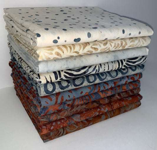 Anthology Batiks "Gatsby" Half-yard Bundle - 10 Fabrics, 5 Total Yards