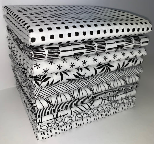 Andover Century Prints "Black & White" Half-yard Bundle - 10 Fabrics, 5 Total Yards