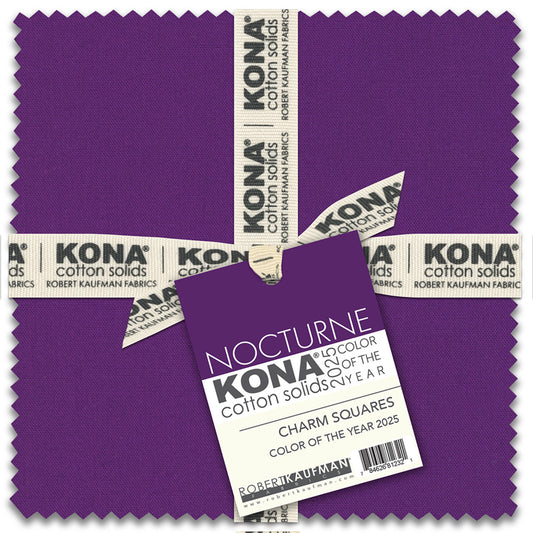 Charm Pack 5x5 Squares - Robert Kaufman Kona Solids Color Of The Year 2025 - Nocturne - 40 5" Squares