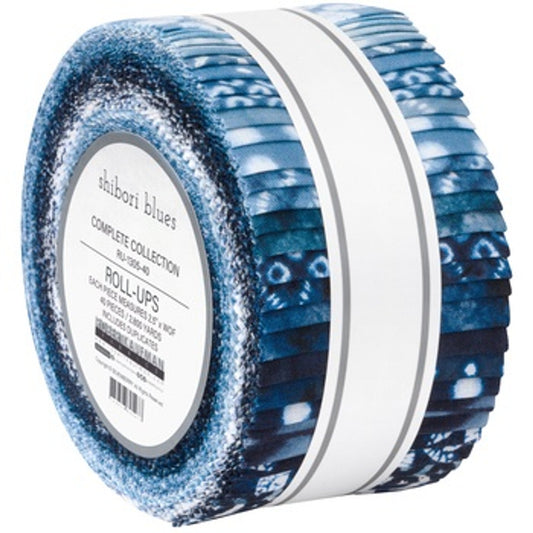 Robert Kaufman Shibori Blues Roll-up (RU-1305-40) - 40 Strip Roll