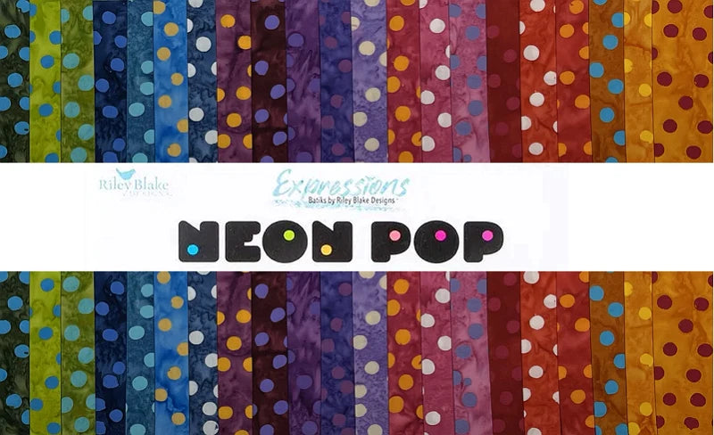 Riley Blake Expressions Batiks Neon Pop - 40 Strip Rolie Polie