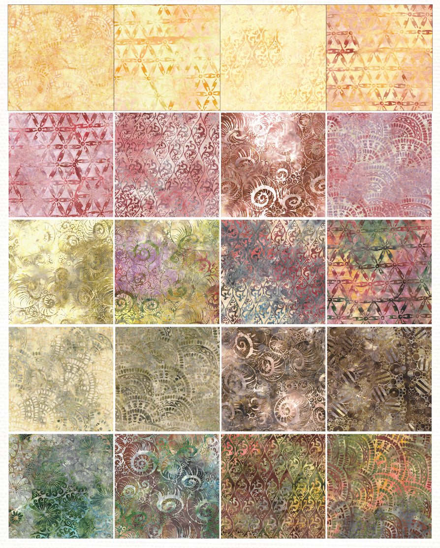 Island Batik - Peach Blossom - 20 Fabrics, 40 Total Strips