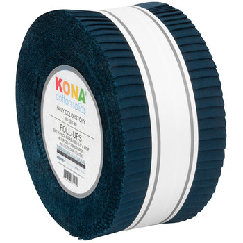 Robert Kaufman Kona Cotton Solid Navy Roll-up - 40 Strip Roll