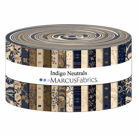 Marcus Fabrics - Indigo Neutrals - 40 2.5" Strips