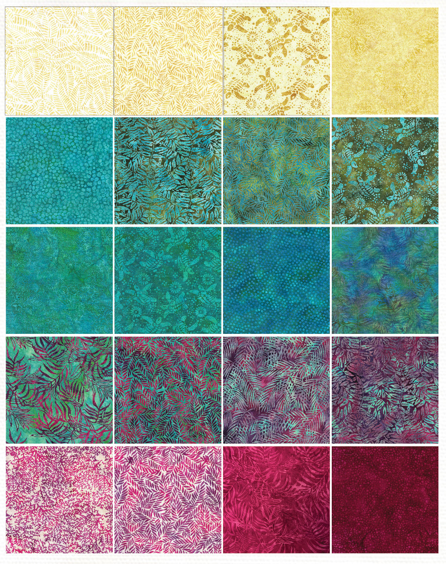 Island Batik - Tropical Bliss - 20 Fabrics, 40 Total Strips