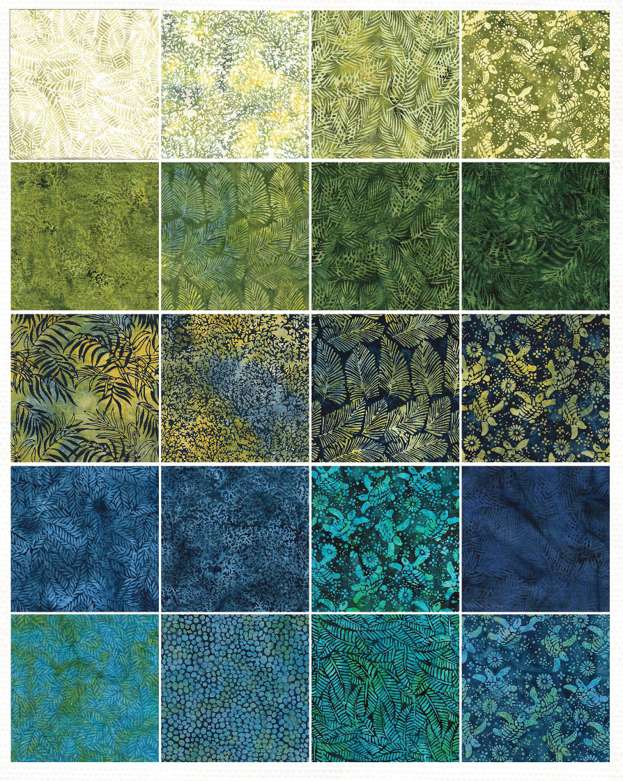 Island Batik - Turtle Cove - 20 Fabrics, 40 Total Strips ...