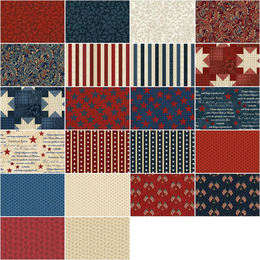 Charm Pack 5x5 Squares - Benartex American Spirit - 40 5" Squares