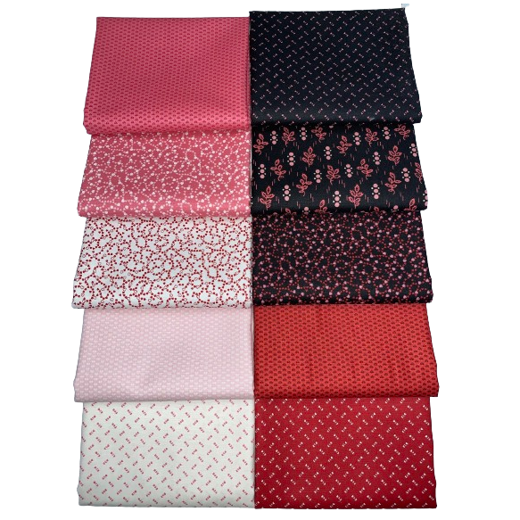 Andover "Be Mine" (Valentine/Hearts) Half-yard Bundle - 10 Fabrics, 5 Total Yards