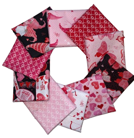 Benartex "Be My Gnomie" (Valentine's Day) Half-Yard Bundle - 10 Fabrics, 5 Total Yards