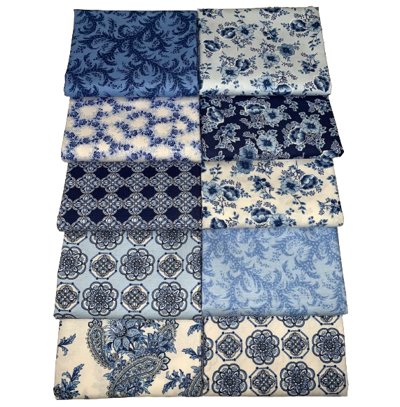 Benartex "Bluesette" Half-Yard Bundle - 10 Fabrics, 5 Total Yards