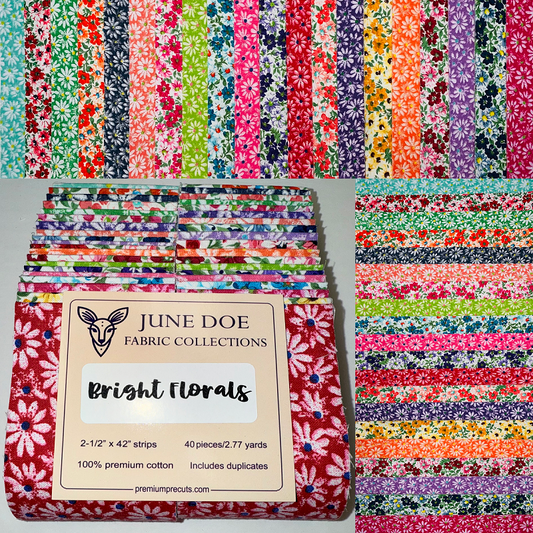 June Doe Fabric Collections - Bright Florals - 40-Strip Pack