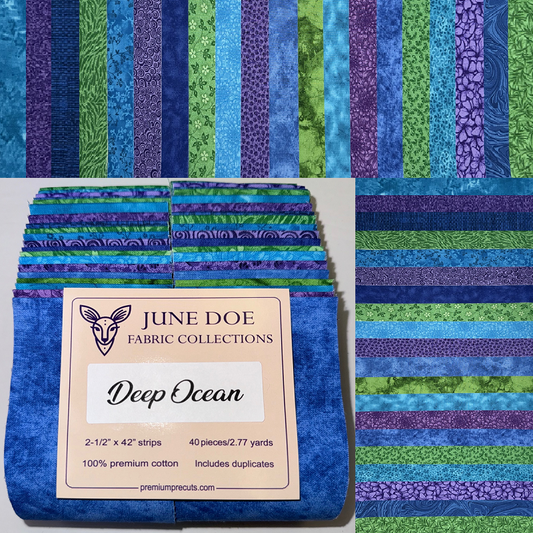 June Doe Fabric Collections - Deep Ocean - 40-Strip Pack