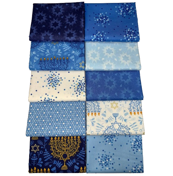 Andover "Festival Of Lights" (Star of David, Hannukah) Half-yard Bundle - 10 Fabrics, 5 Total Yards