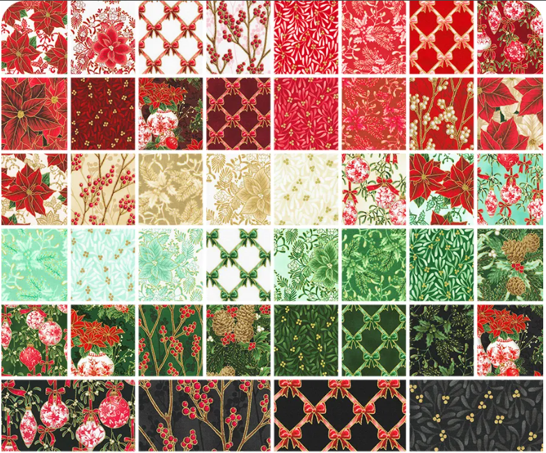 Robert Kaufman Holiday Flourish Festive Finery Holiday Colorstory Roll-Up - 40 Strip Roll