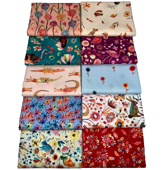 Robert Kaufman "Flora And Fun" Half-Yard Bundle - 10 Fabrics, 5 Total Yards