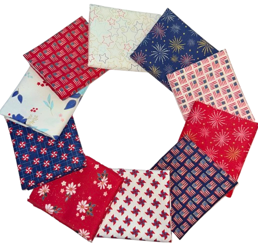 Riley Blake "Sweet Freedom" (Patriotic) Half-yard Bundle - 10 Fabrics, 5 Total Yards