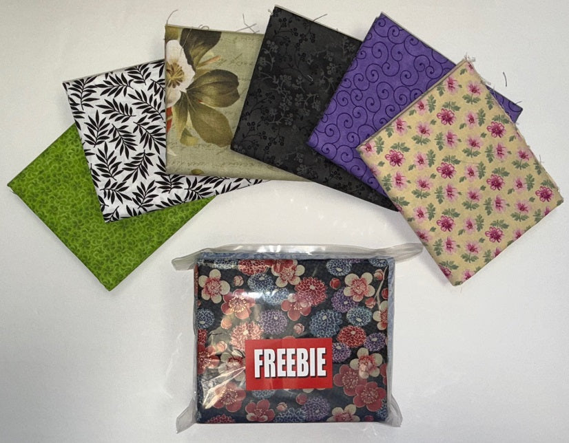 (Promo Has Ended) 1/17/25 Freebie Mega-Bonus: 6-Pc Half-Yard Bundle With 40-Strip Or Larger Print Jelly Rolls/Packs - 3 Total Yards!