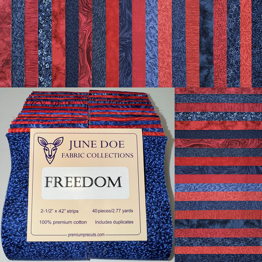 June Doe Fabric Collections - Freedom (Red/Navy) - 40-Strip Pack