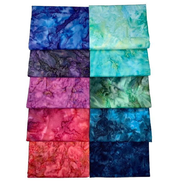 Anthology Batiks "Fresco" Half-yard Bundle - 10 Fabrics, 5 Total Yards