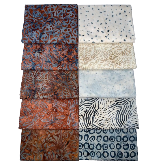 Anthology Batiks "Gatsby" Half-yard Bundle - 10 Fabrics, 5 Total Yards