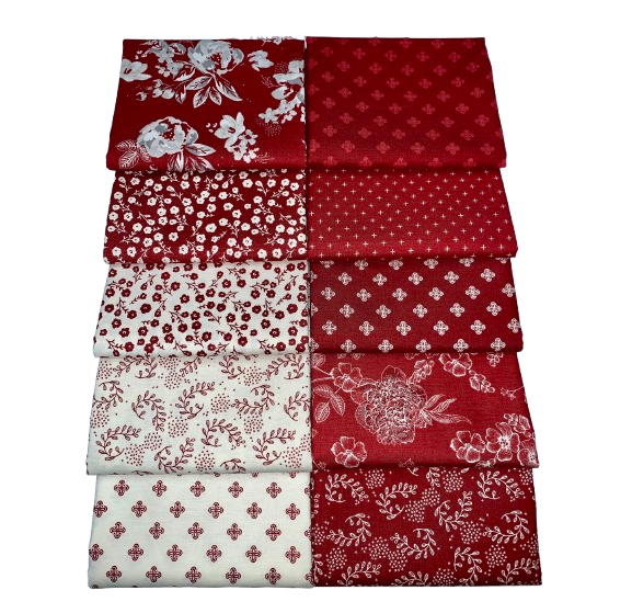 Riley Blake "Heirloom Red" Half-yard Bundle - 10 Fabrics, 5 Total Yards