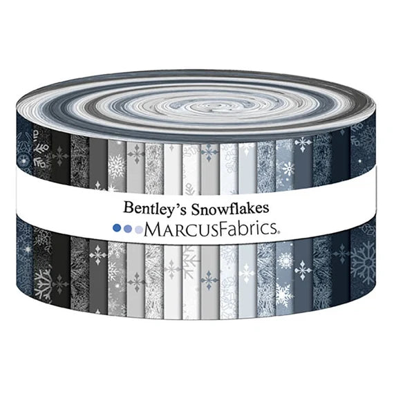 Marcus Fabrics - Bentley's Snowflakes - 40 2.5" Strips