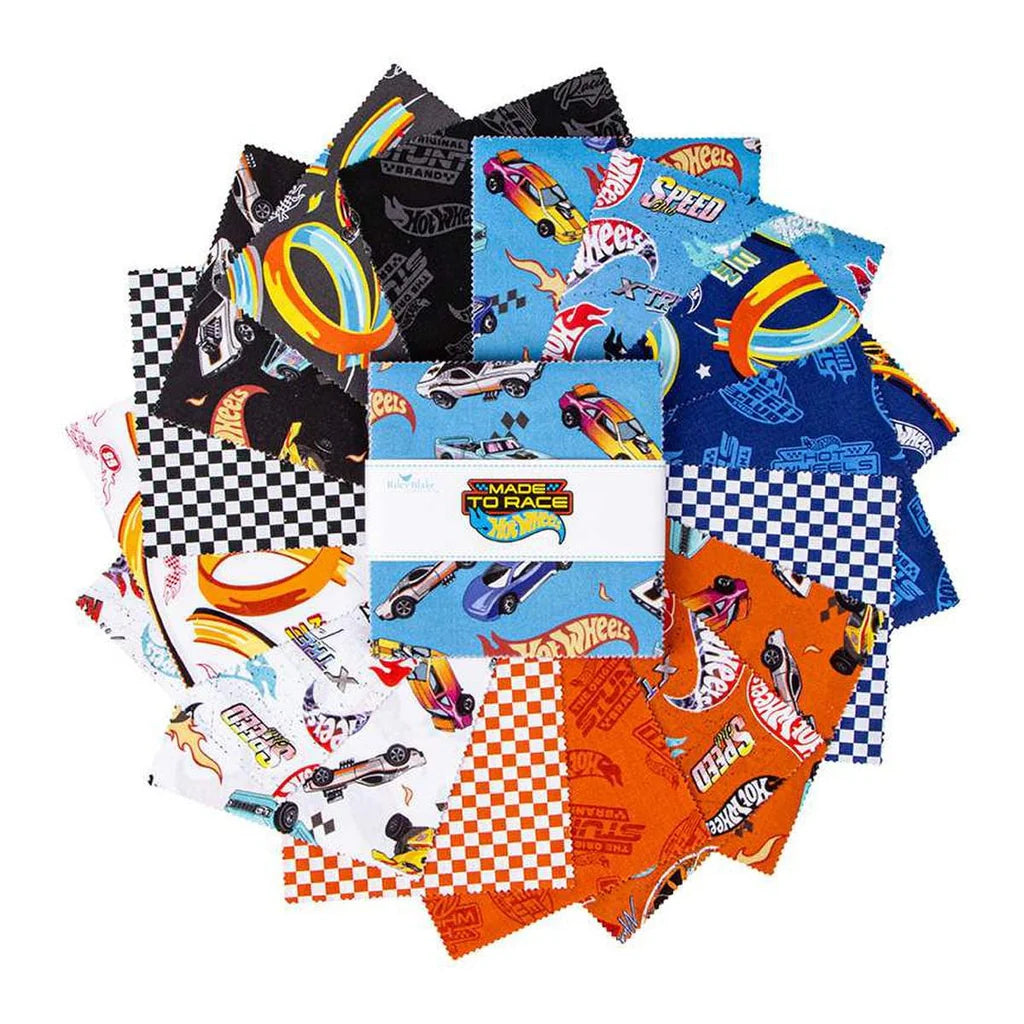 Charm Pack 5x5 Squares - Riley Blake Hot Wheels Made To Race 5-inch Stacker - 40 5" Squares