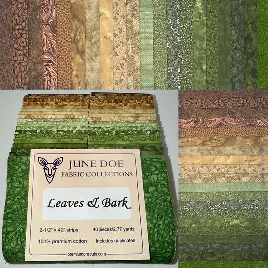 June Doe Fabric Collections - Leaves & Bark - 40-Strip Pack