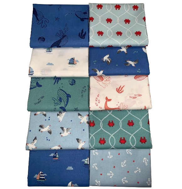 Riley Blake "Lost At Sea" Half-yard Bundle - 10 Fabrics, 5 Total Yards