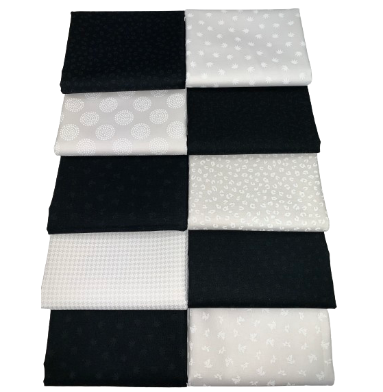 Windham Fabrics "Opposites Attract" (Black/White Tone) Half-Yard Bundle - 10 Fabrics, 5 Total Yards