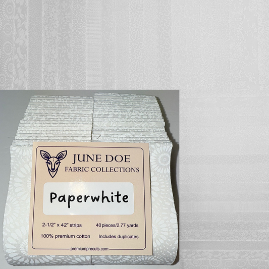 June Doe Fabric Collections - Paperwhite (White Tone) - 40-Strip Pack