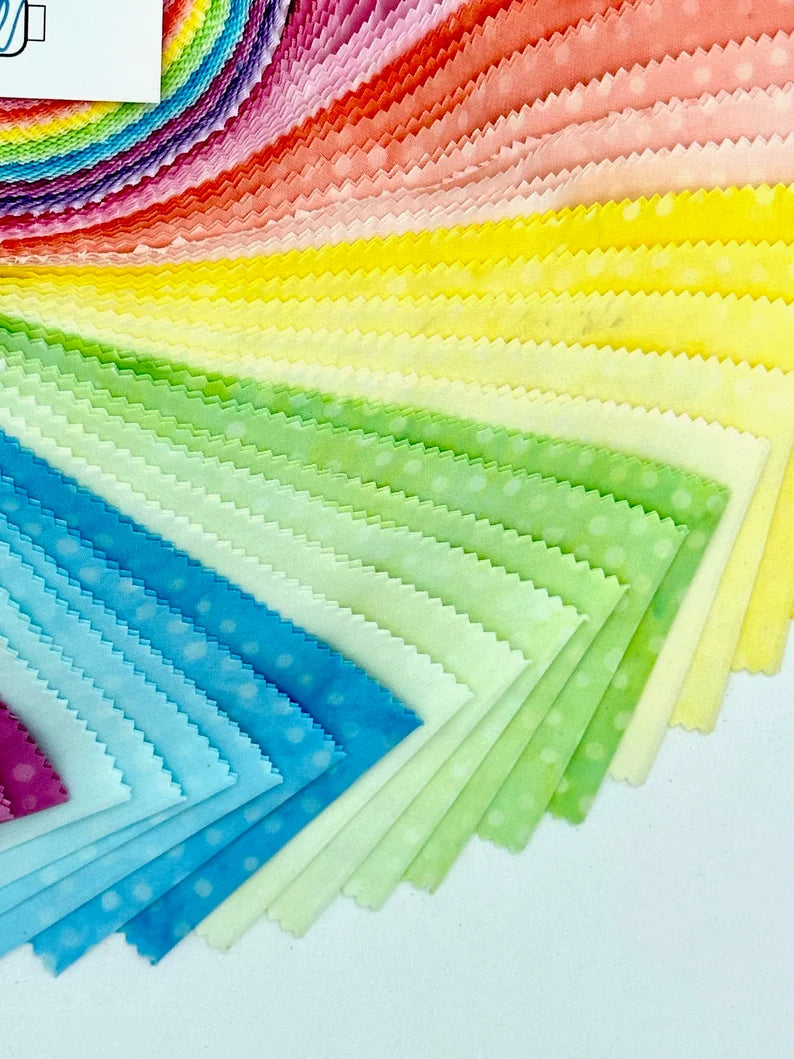 Maywood Studio - Java Batiks - Pastel Rainbow Dot - 40 Strips