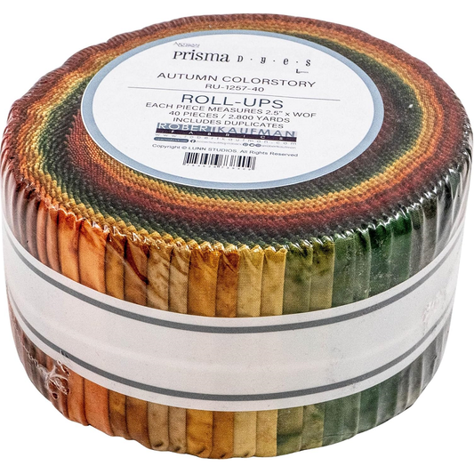 Robert Kaufman Artisan Batiks: Prisma Dyes Autumn Roll-up - 40 Total Strips