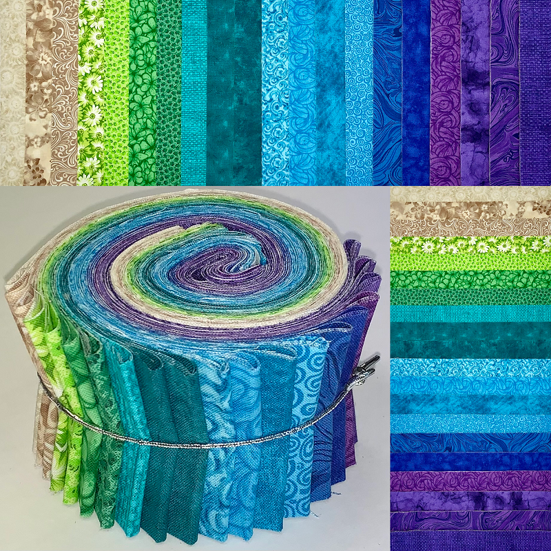 Peacock 2.5" Roll - 20 Fabrics, 20 Strips